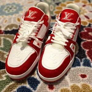 Louis Vuitton Red and White Athletic Shoes